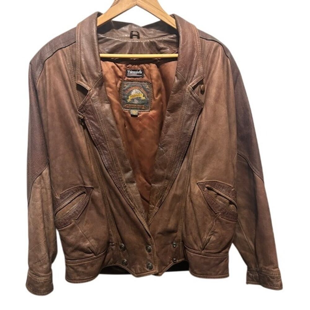 Adventure Bound Vintage Brown Leather Jacket Men’s Medium Western Boho Moto
